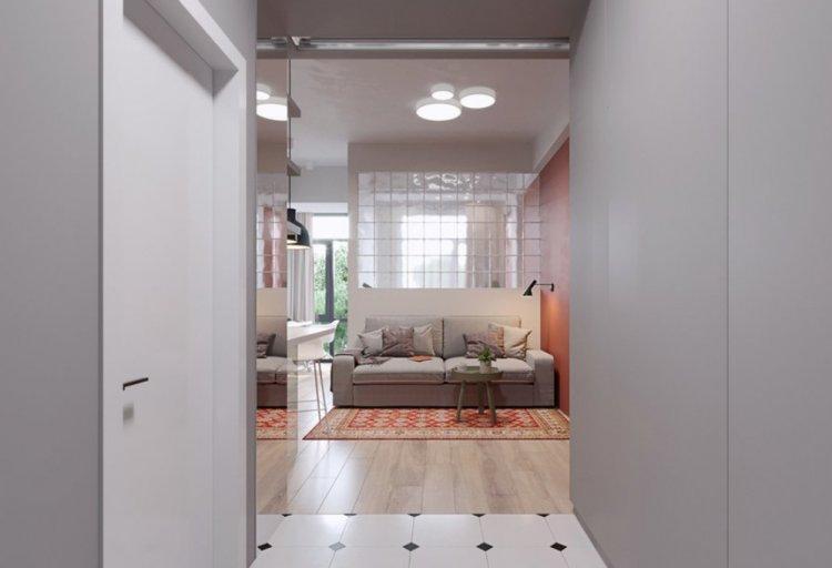 Un peu de chaleur pour 33 m². à Sotchi - Conception d'un appartement d'une pièce de 33 m²