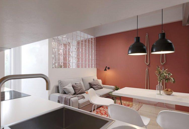 Un peu de chaleur pour 33 m². à Sotchi - Conception d'un appartement d'une pièce de 33 m²