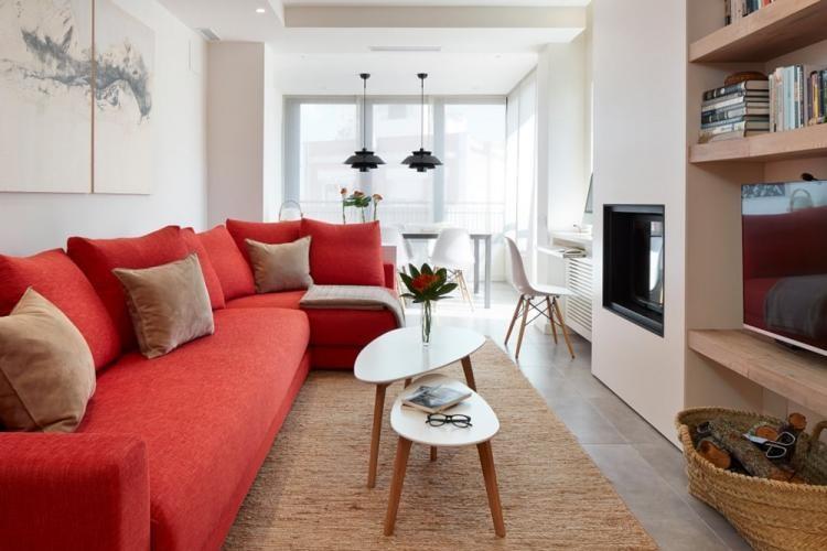 Salon étroit - photo de design d'intérieur