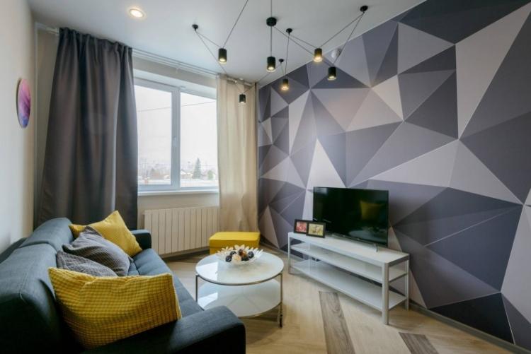 Salon étroit - photo de design d'intérieur