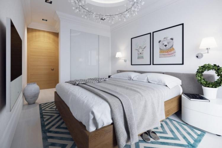 Chambre étroite - photo de design d'intérieur