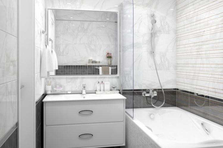 Salle de bain grise 2 m² - Design d'intérieur