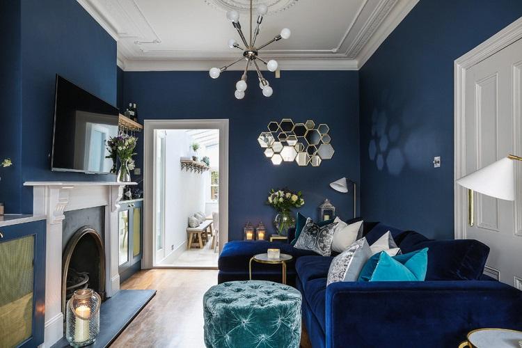 Chambre bleue dans l'appartement - Design d'intérieur