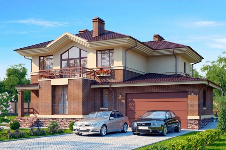 Maisons à deux étages avec garage - projets et photos