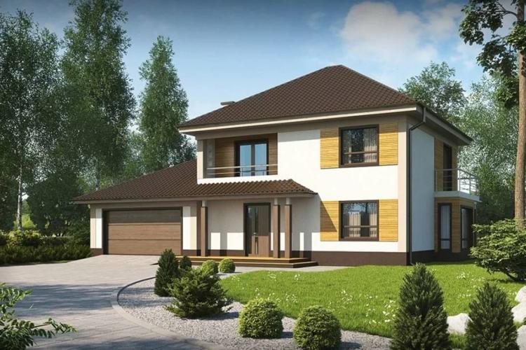 Maisons à deux étages avec garage - projets et photos