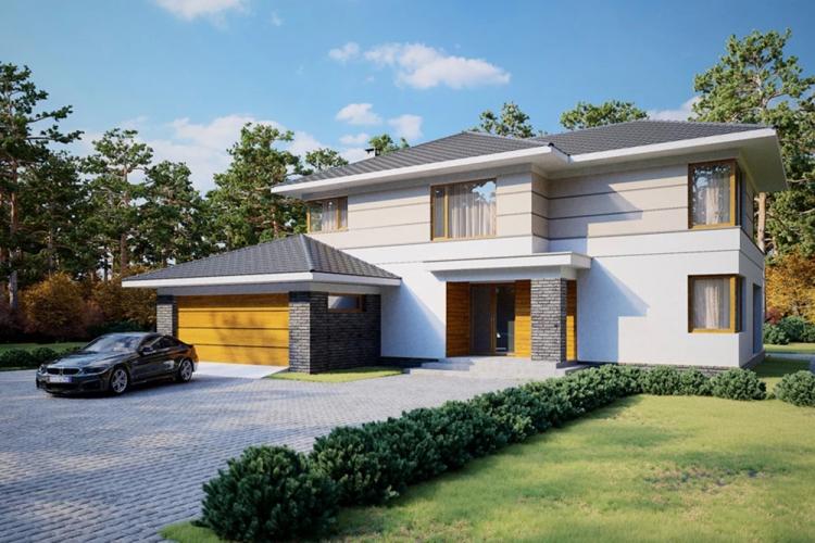 Maisons à deux étages avec garage - projets et photos