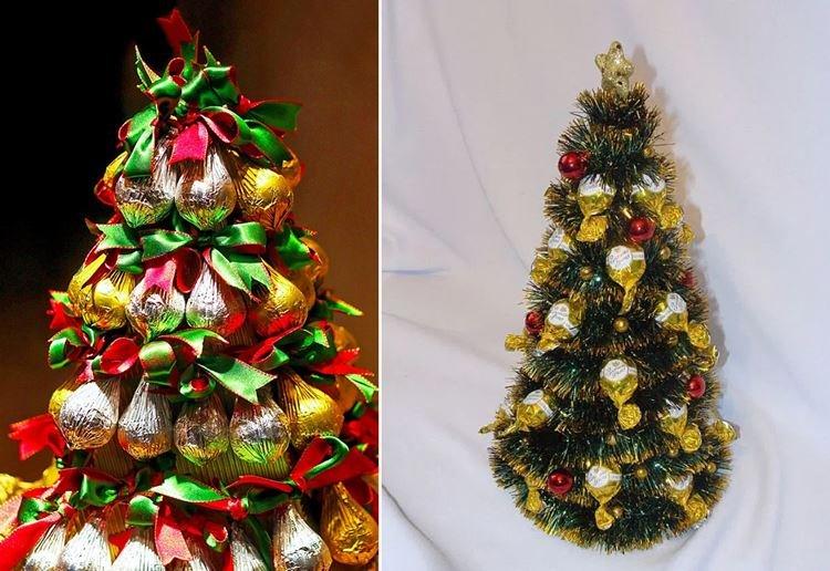 Sapin de Noël DIY fait de bonbons - photos et idées