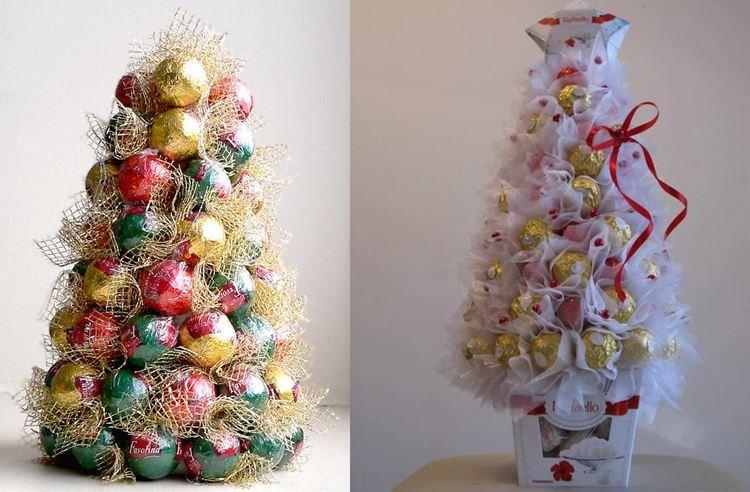 Sapin de Noël DIY fait de bonbons - photos et idées