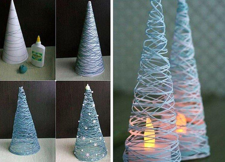 Sapin de Noël DIY en fils - photos et idées