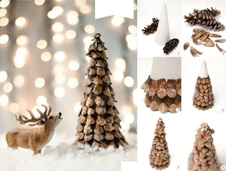 Arbre de Noël bricolage à partir de morceaux de cônes
