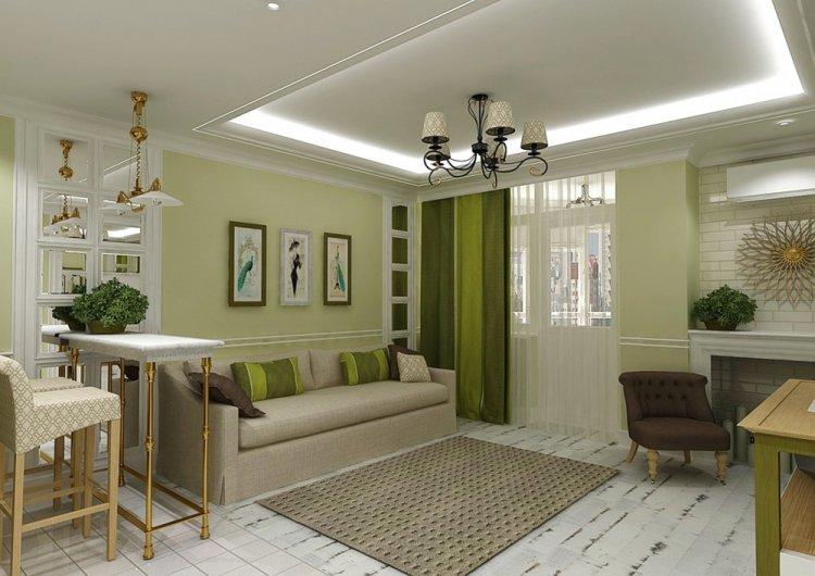 Couleur pistache dans le salon - design photo