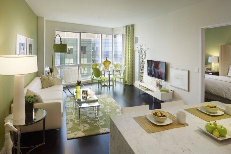 Couleur pistache dans le salon - design photo