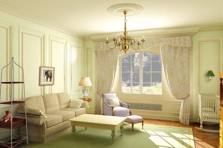 Couleur pistache dans le salon - design photo