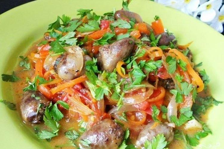 Coeurs de poulet aux légumes