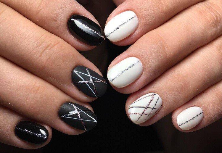 Manucure à paillettes et motifs