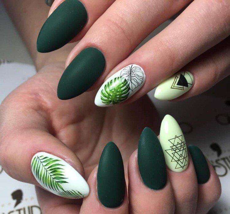Manucure verte pour ongles longs