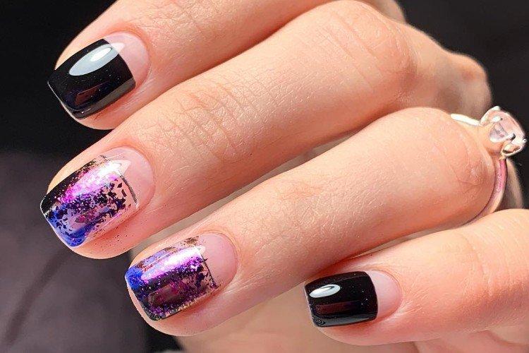 Manucure française et lunaire avec papier d'aluminium