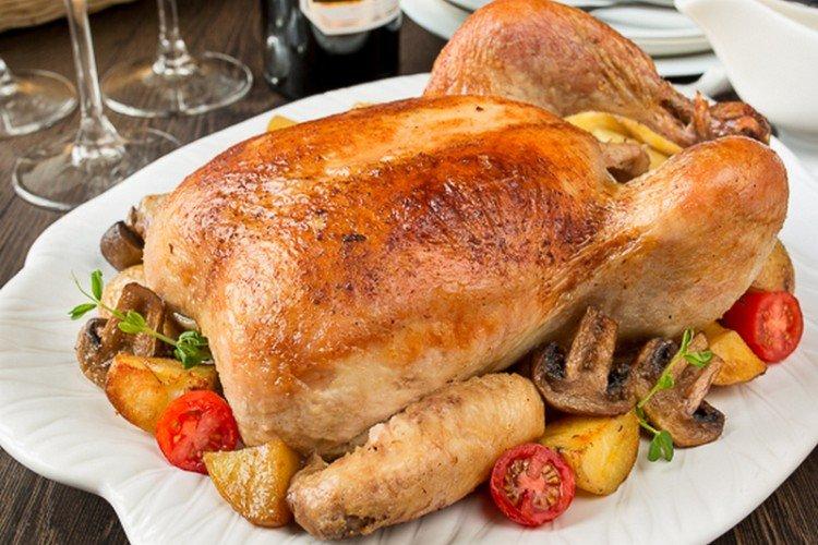 Poulet aux champignons au four