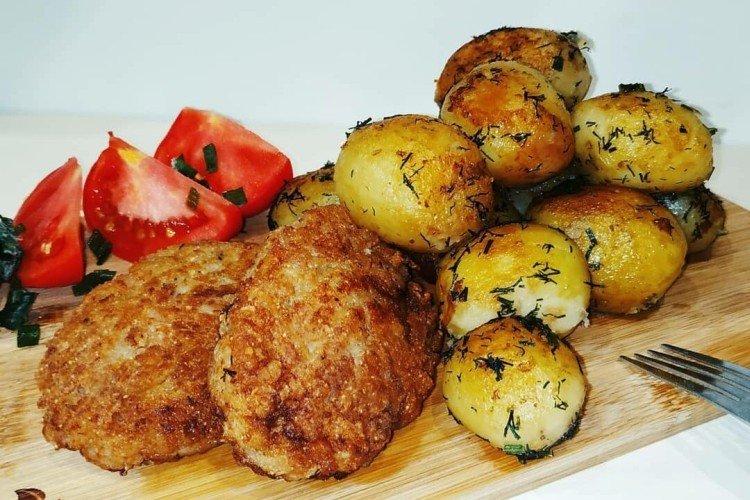 Jeunes pommes de terre aux escalopes