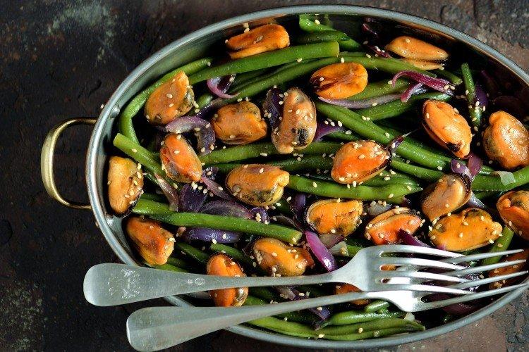 Salade de haricots verts et moules