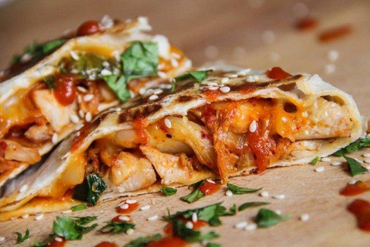 Quesadilla au poulet et aubergines