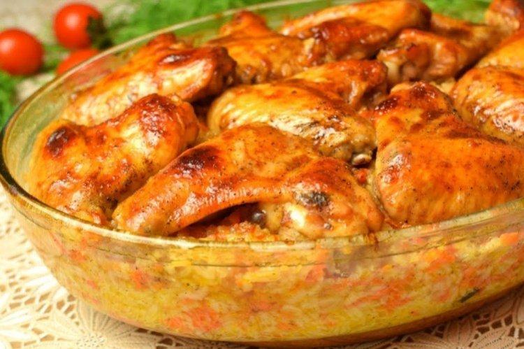 Ailes de poulet avec riz