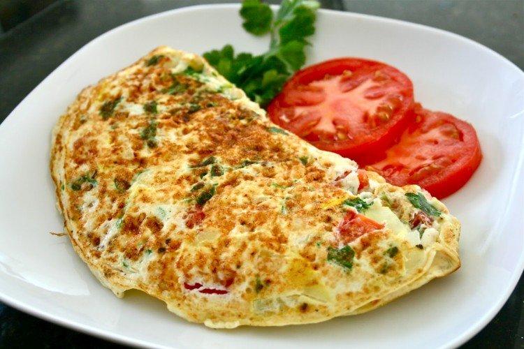 Omelette aux légumes et noix
