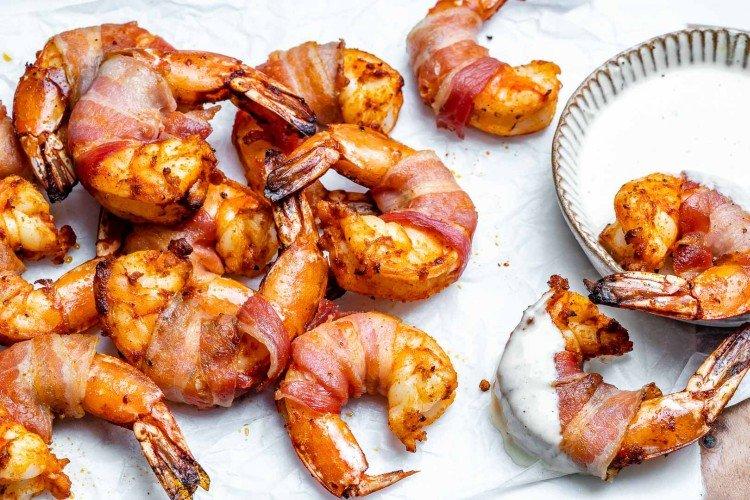 Crevettes enrobées de bacon