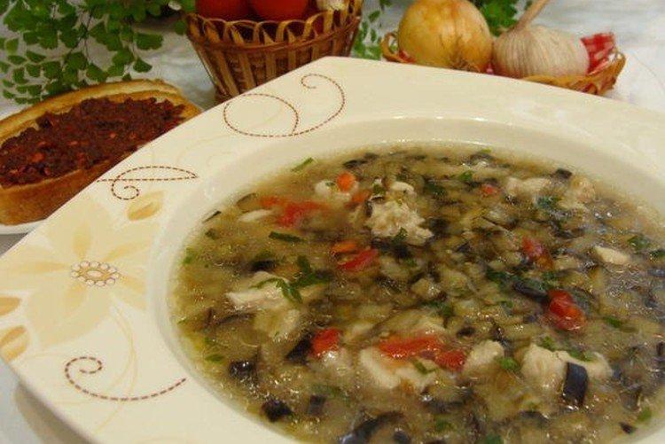 Soupe d'aubergines au poulet