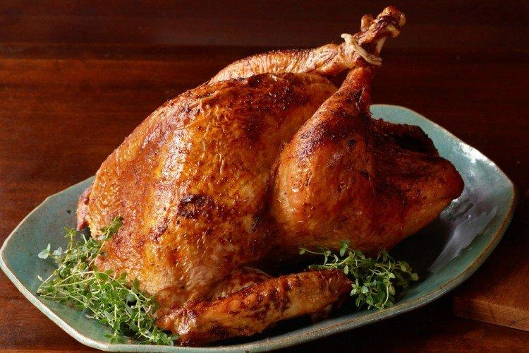 Dinde avec du beurre dans la manche