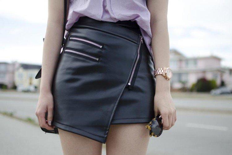 Jupe en cuir avec zip