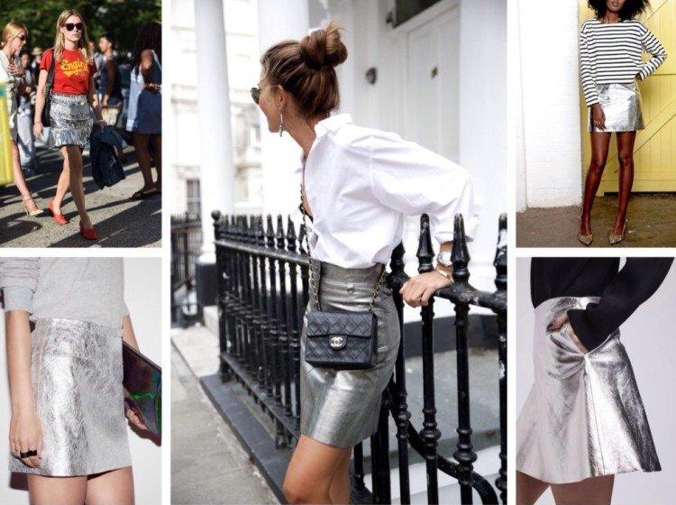 Jupe en cuir métallisé