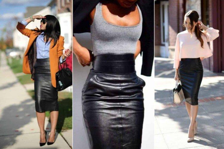 Jupe en cuir avec corset