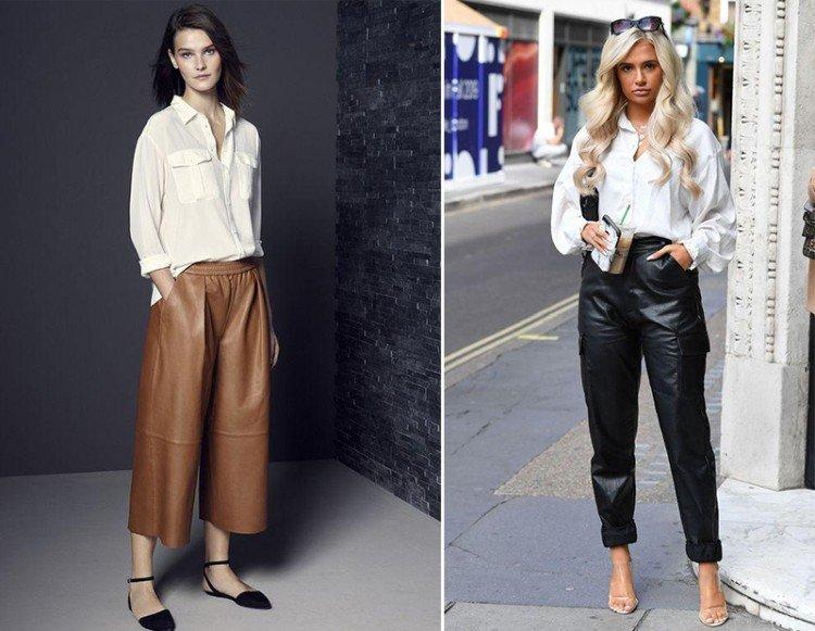 Pantalon large en cuir