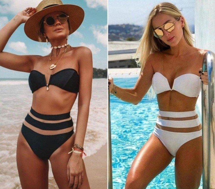 Maillot de bain fendu taille haute