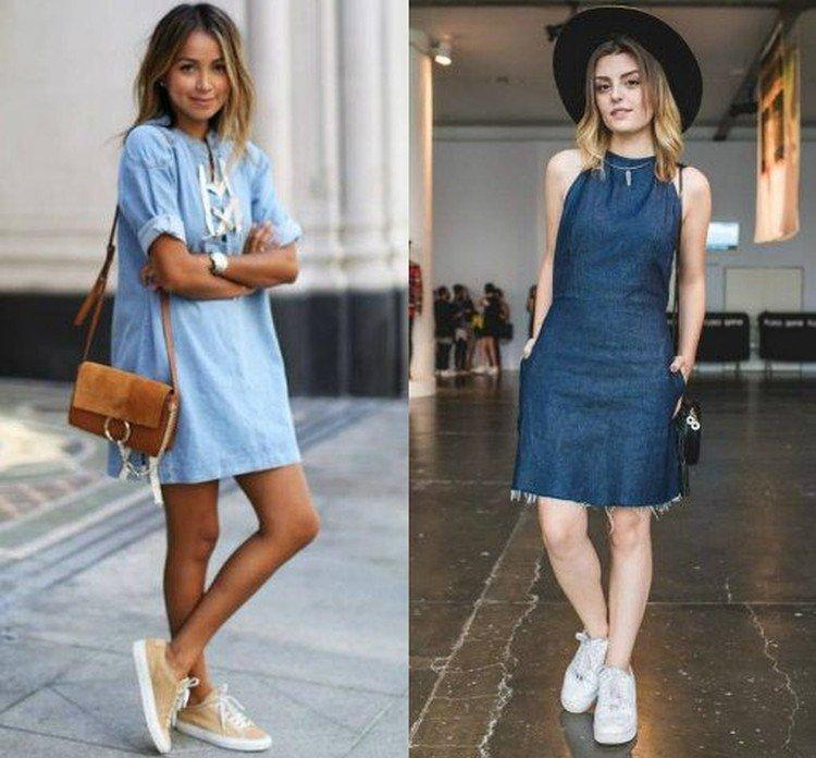 Robe en jean avec baskets