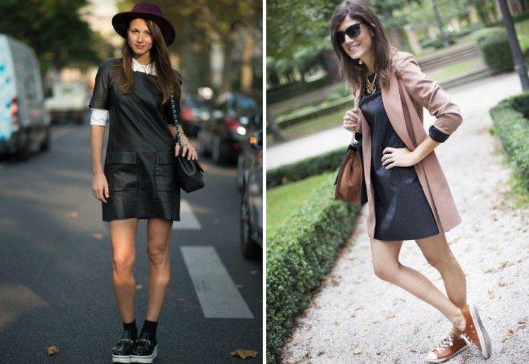 Robe en cuir avec baskets