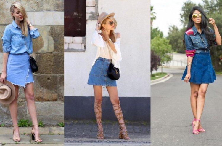 Jupe en jean taille haute