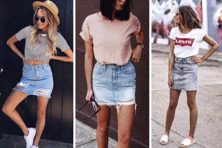 Jupe en jean taille haute