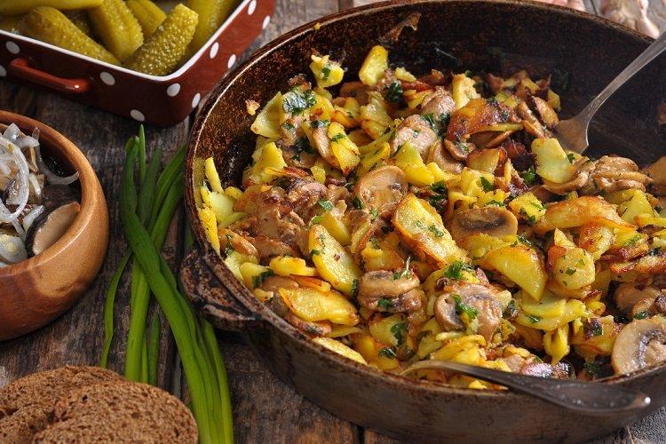 Pommes de terre sautées aux champignons