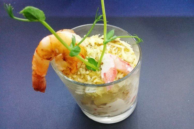 Apéritif crevettes et mangue