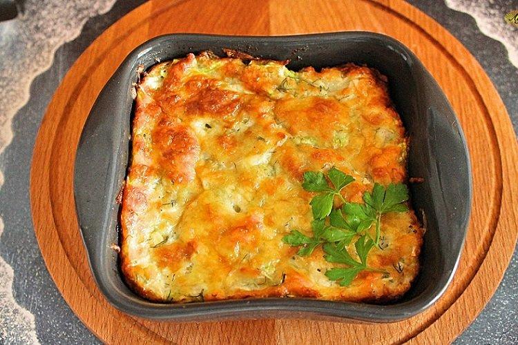 Casserole de courgettes au fromage et sauce aux champignons