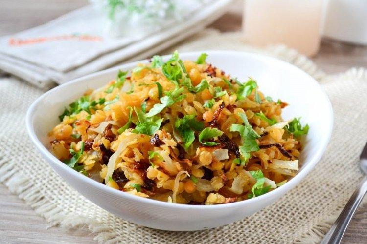 Chou mijoté aux lentilles