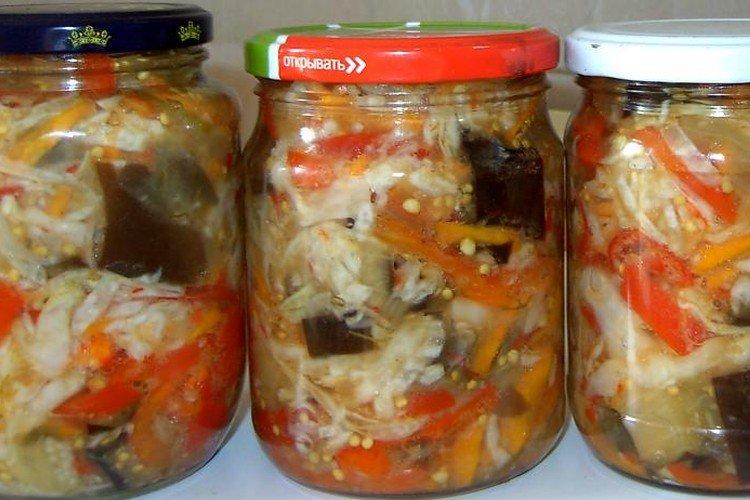 Salade d'aubergines au chou pour l'hiver