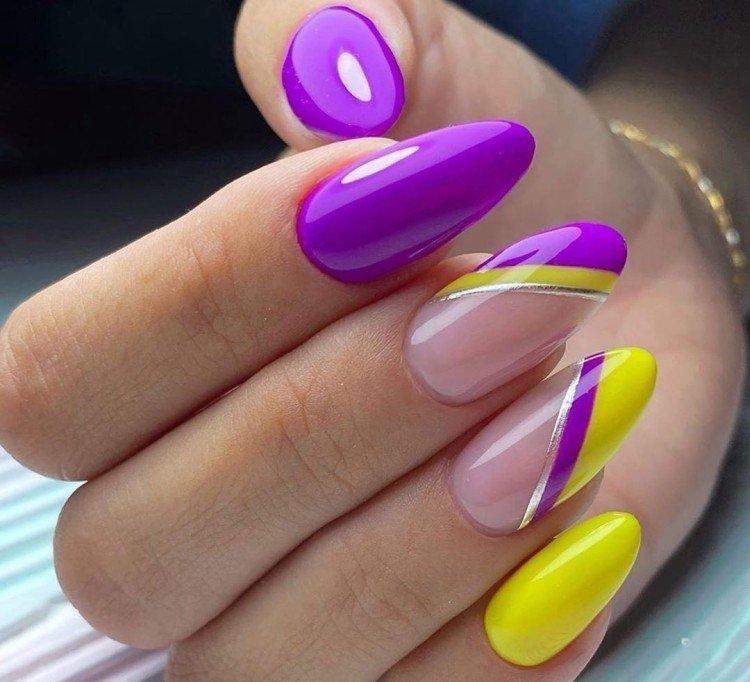 Manucure contrastée aux couleurs néon