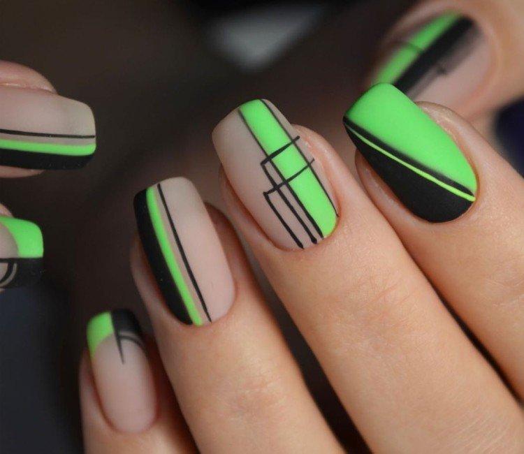 Manucure néon géométrique