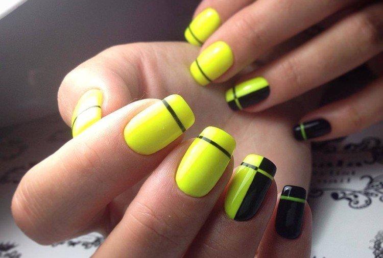 Manucure néon jaune
