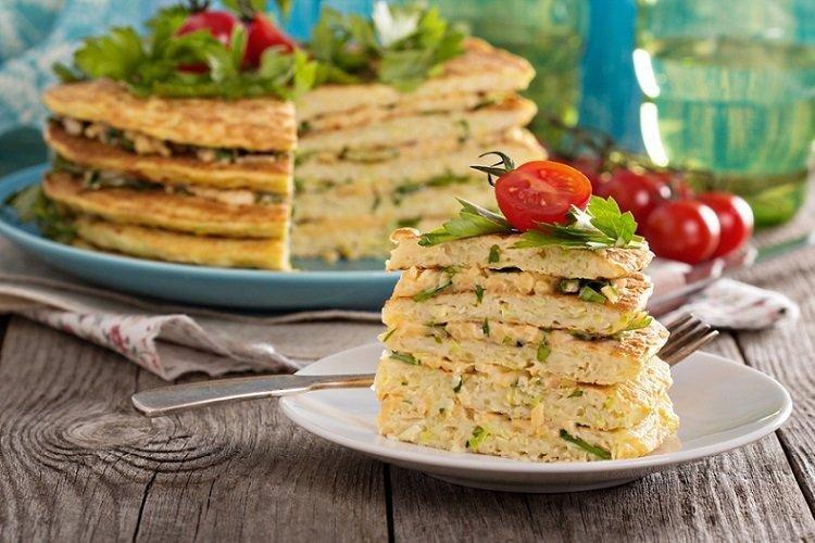 Gâteau aux courgettes et au fromage au four