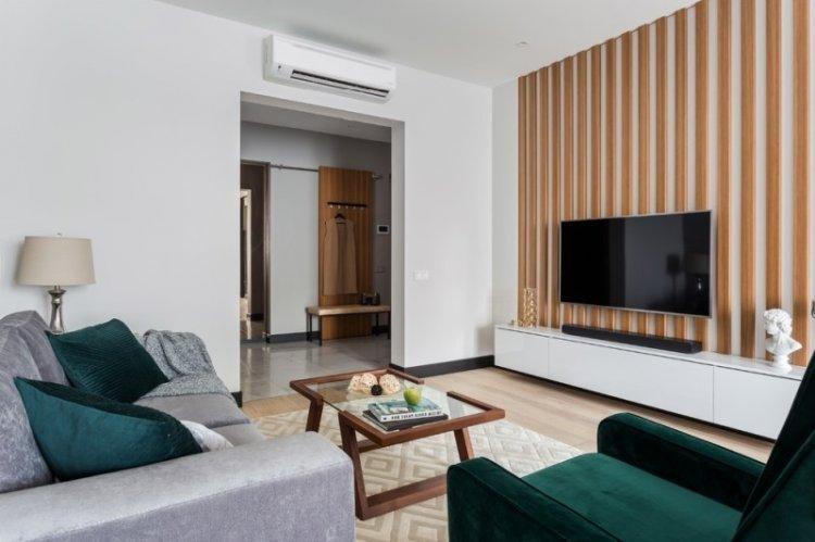 Salon lumineux dans un style moderne - photo de design d'intérieur