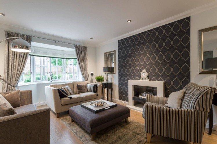 Salon avec cheminée dans un style moderne - photo de design d'intérieur